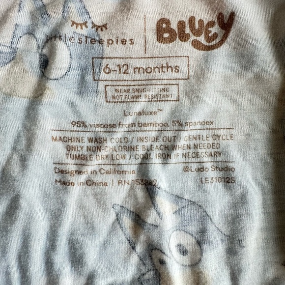 Bluey Little Sleepies Zippy, Size 6-12 Months - Picture 3 of 3